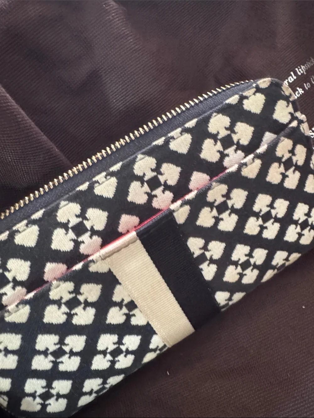 kate spade Black and Cream Geometric Canvas Hobo Tote and wallet with dust bag.